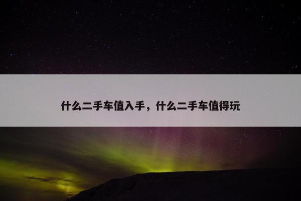 什么二手车值入手，什么二手车值得玩