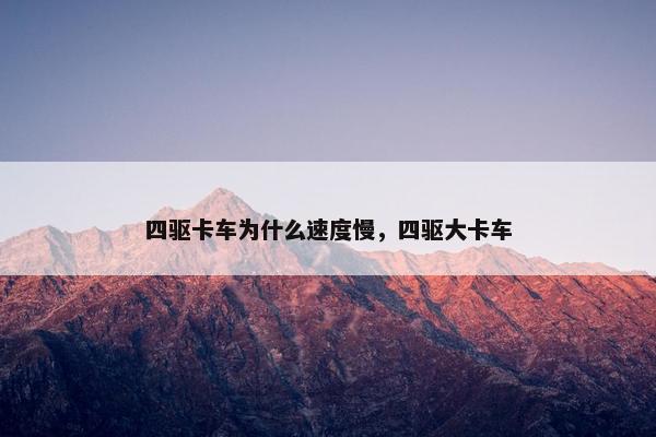 四驱卡车为什么速度慢，四驱大卡车