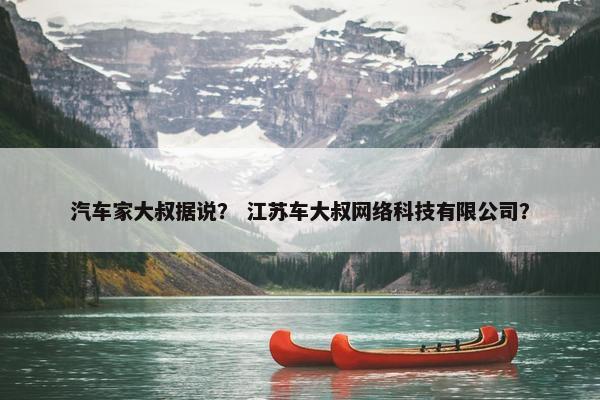 汽车家大叔据说？ 江苏车大叔网络科技有限公司？