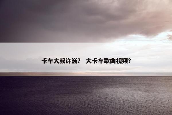 卡车大叔许巍？ 大卡车歌曲视频？