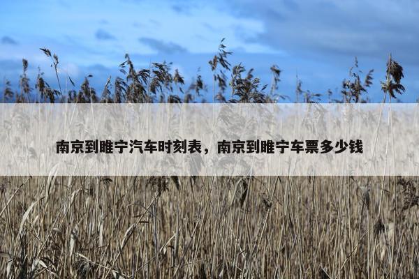 南京到睢宁汽车时刻表，南京到睢宁车票多少钱