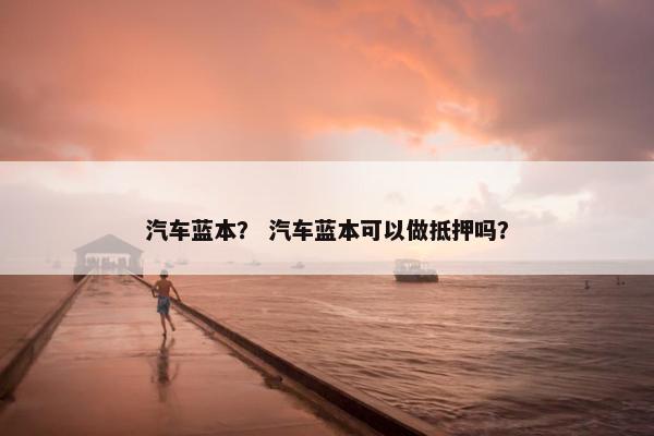 汽车蓝本？ 汽车蓝本可以做抵押吗？