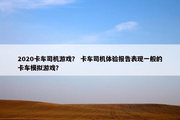 2020卡车司机游戏？ 卡车司机体验报告表现一般的卡车模拟游戏？