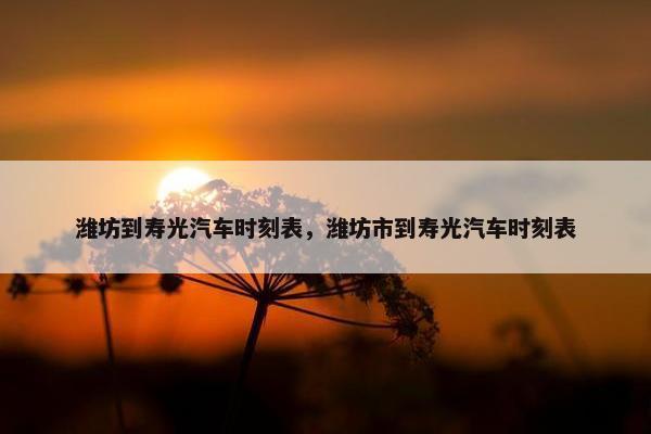 潍坊到寿光汽车时刻表，潍坊市到寿光汽车时刻表