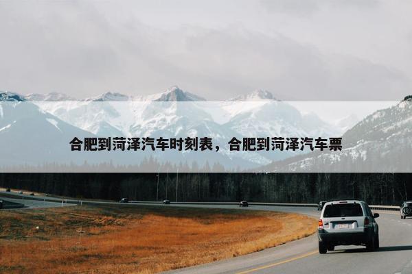 合肥到菏泽汽车时刻表，合肥到菏泽汽车票
