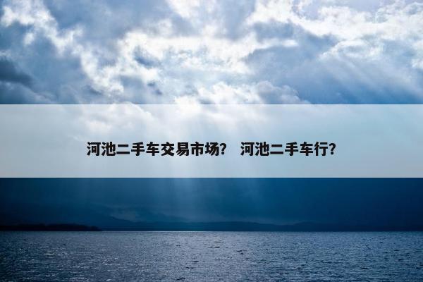 河池二手车交易市场？ 河池二手车行？
