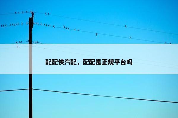 配配侠汽配，配配是正规平台吗