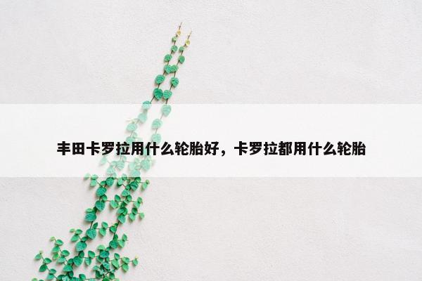 丰田卡罗拉用什么轮胎好，卡罗拉都用什么轮胎