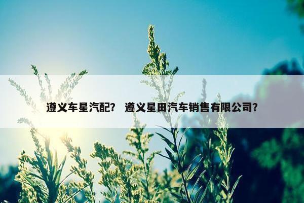 遵义车星汽配？ 遵义星田汽车销售有限公司？