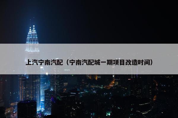 上汽宁南汽配（宁南汽配城一期项目改造时间）