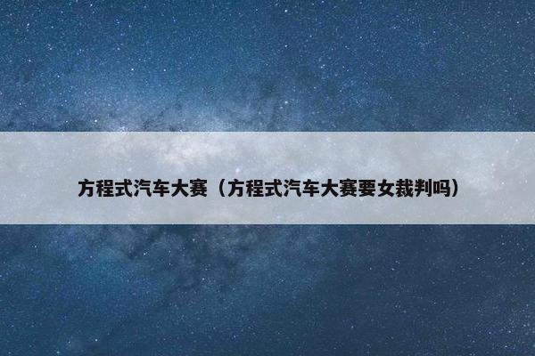 方程式汽车大赛（方程式汽车大赛要女裁判吗）
