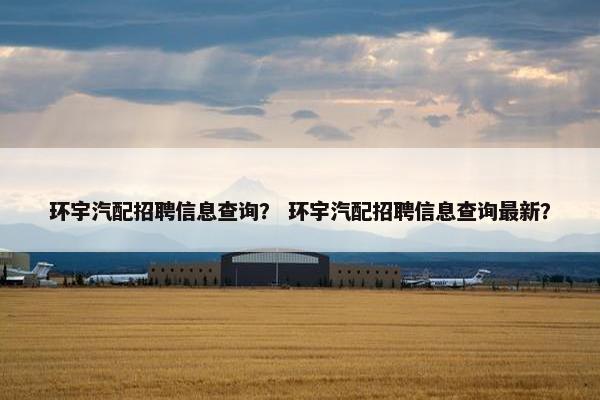 环宇汽配招聘信息查询？ 环宇汽配招聘信息查询最新？