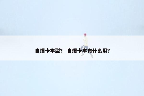 自爆卡车型？ 自爆卡车有什么用？