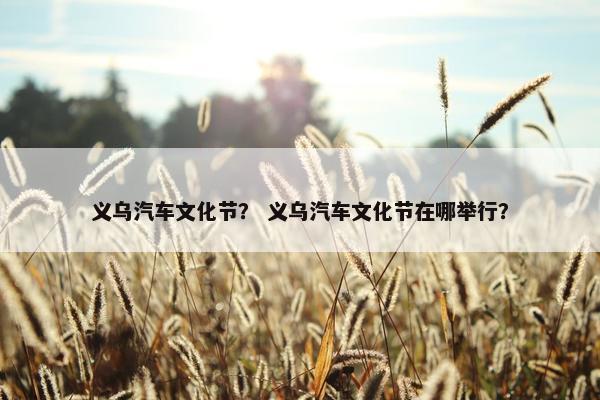 义乌汽车文化节？ 义乌汽车文化节在哪举行？