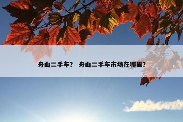 舟山二手车？ 舟山二手车市场在哪里？