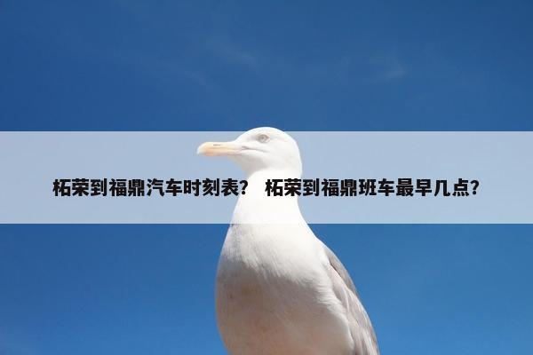 柘荣到福鼎汽车时刻表？ 柘荣到福鼎班车最早几点？