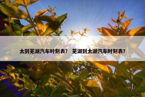 太到芜湖汽车时刻表？ 芜湖到太湖汽车时刻表？