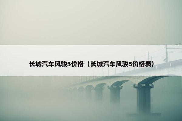 长城汽车风骏5价格（长城汽车风骏5价格表）