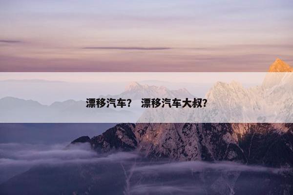 漂移汽车？ 漂移汽车大叔？
