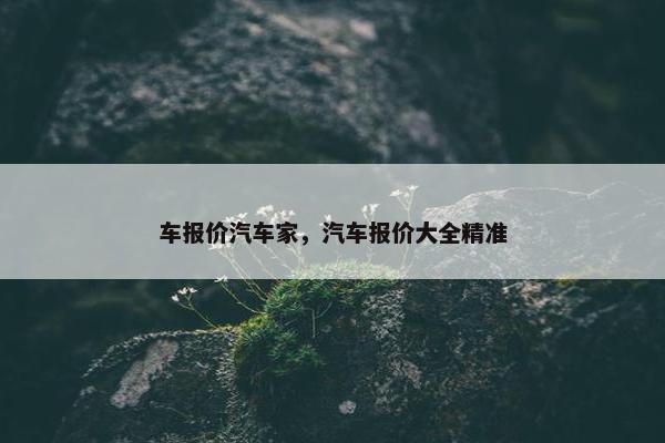 车报价汽车家，汽车报价大全精准