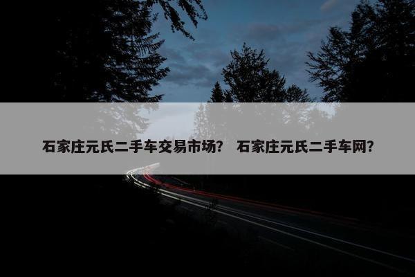 石家庄元氏二手车交易市场？ 石家庄元氏二手车网？