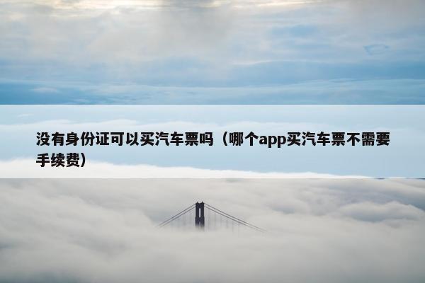 没有身份证可以买汽车票吗（哪个app买汽车票不需要手续费）