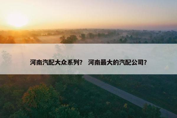 河南汽配大众系列？ 河南最大的汽配公司？