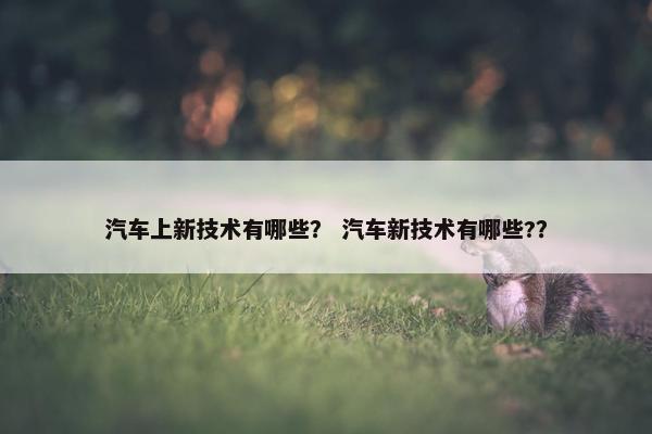 汽车上新技术有哪些？ 汽车新技术有哪些?？