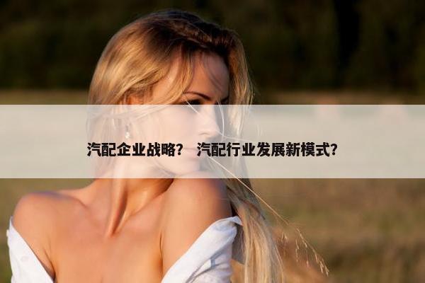 汽配企业战略？ 汽配行业发展新模式？