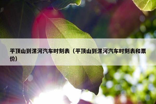 平顶山到漯河汽车时刻表（平顶山到漯河汽车时刻表和票价）